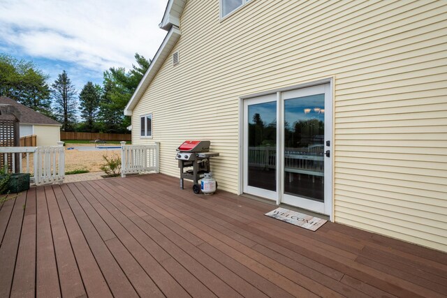 2112 Church St, Johnsburg, IL 60051 - wooden terrace featuring a grill