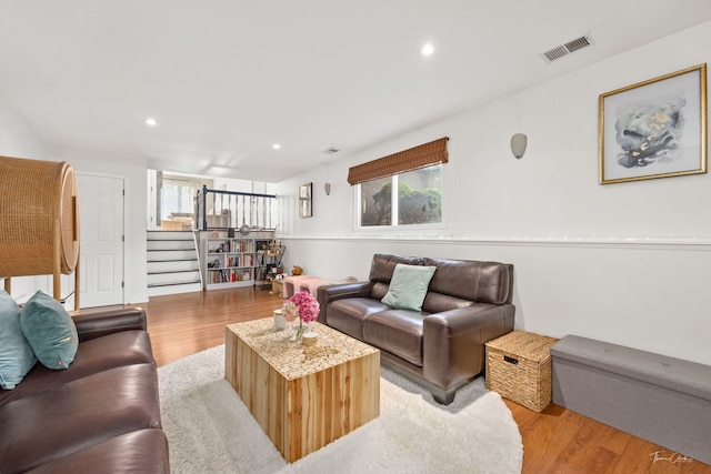 8327 S 78th Ave, Bridgeview, IL 60455 - living room with light wood-type flooring, recessed lighting, and stairway