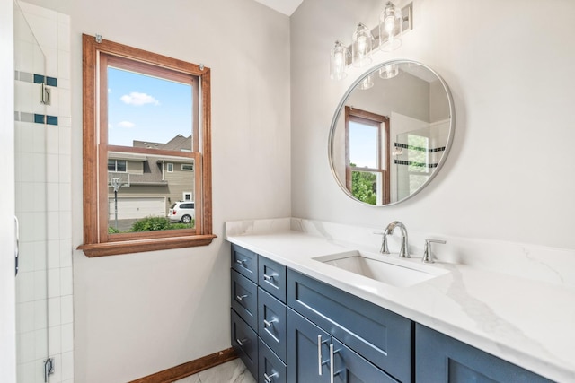 3302 Greenwood Ln, Saint Charles, IL 60175 - full bathroom with vanity, a shower with door, and baseboards