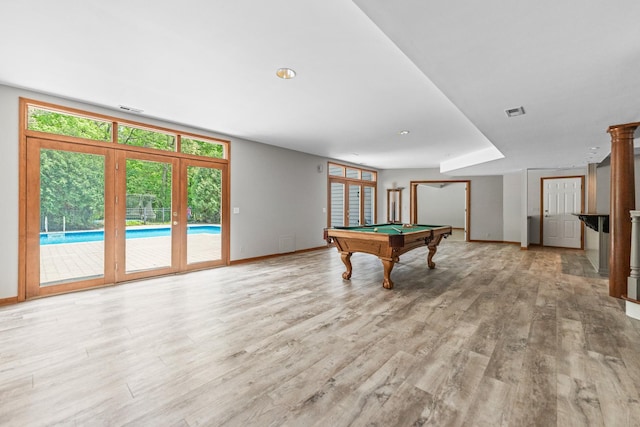 3302 Greenwood Ln, Saint Charles, IL 60175 - game room with french doors, wood finished floors, pool table, and baseboards