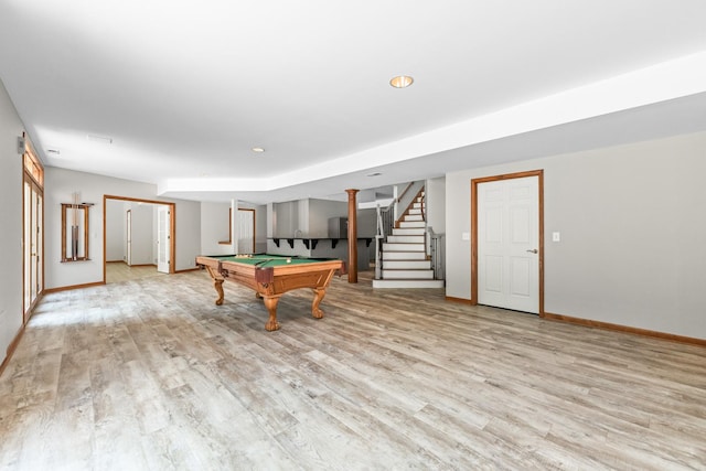 3302 Greenwood Ln, Saint Charles, IL 60175 - game room with billiards, light wood-style flooring, and baseboards