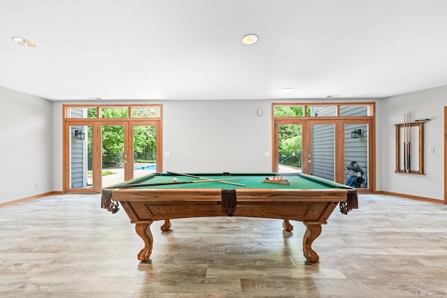 3302 Greenwood Ln, Saint Charles, IL 60175 - game room with pool table, light wood finished floors, baseboards, and recessed lighting