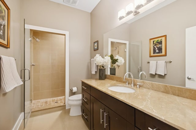 1242 W Jackson Blvd Unit 2W, Chicago, IL 60607 - full bathroom featuring a shower stall, tile patterned floors, toilet, and vanity