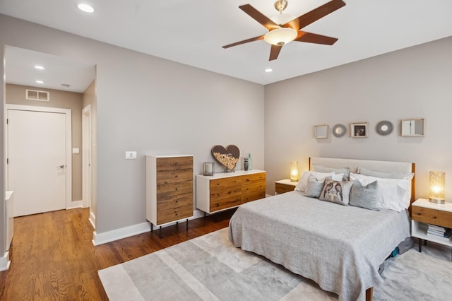 1242 W Jackson Blvd Unit 2W, Chicago, IL 60607 - bedroom with wood finished floors, recessed lighting, a ceiling fan, and baseboards