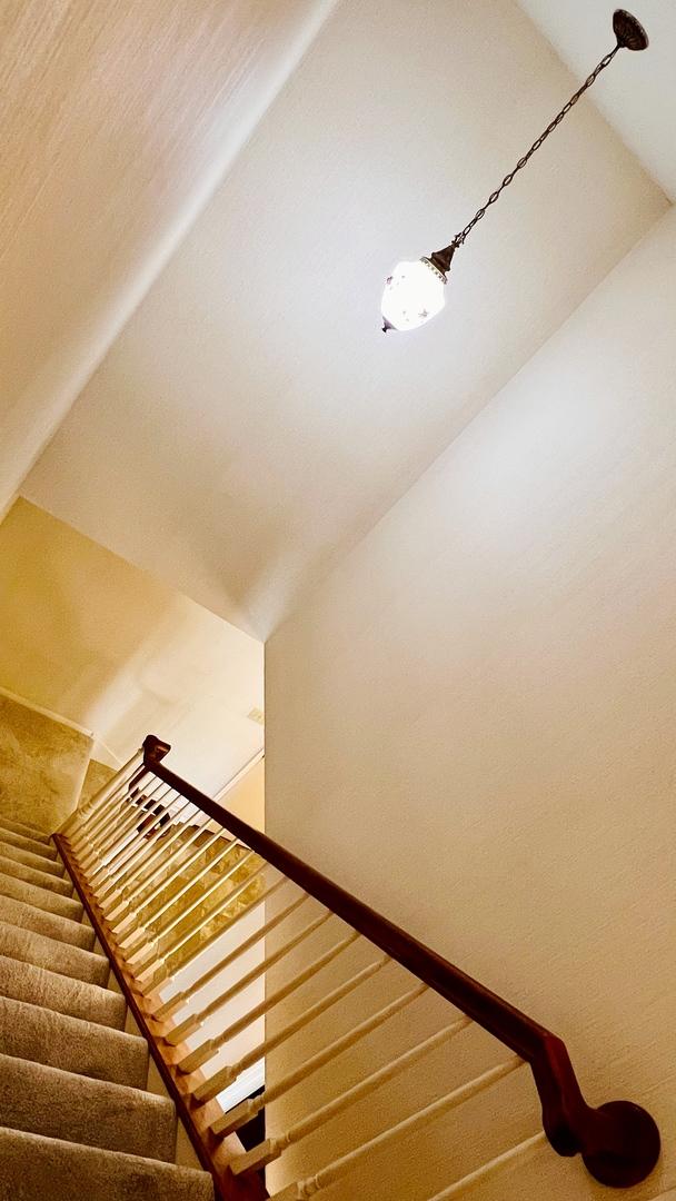 1305 Baugh Dr, Normal, IL 61761 - staircase featuring lofted ceiling