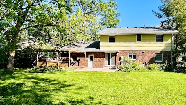 1305 Baugh Dr, Normal, IL 61761 - back of property with a pergola, a patio, a yard, and brick siding