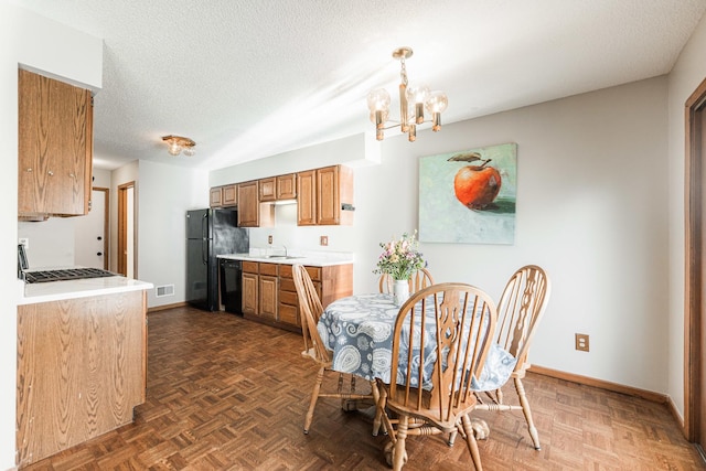 1868 Kerrybrook Ct Unit 1868, Sycamore, IL 60178 - dining space featuring a chandelier, baseboards, and a textured ceiling
