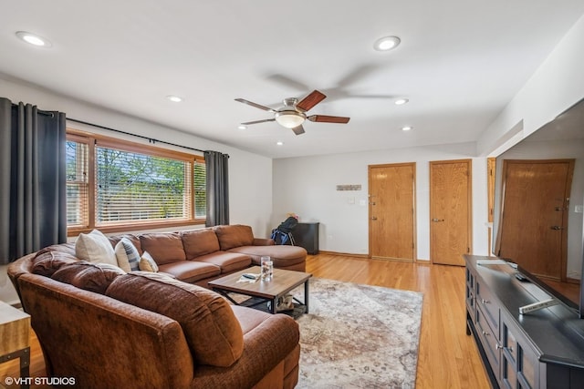 6810 N Ozark Ave Unit 9, Chicago, IL 60631 - living area with a ceiling fan, recessed lighting, and light wood-type flooring
