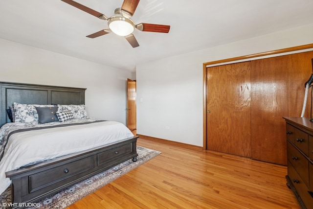 6810 N Ozark Ave Unit 9, Chicago, IL 60631 - bedroom featuring light wood finished floors, a ceiling fan, and a closet