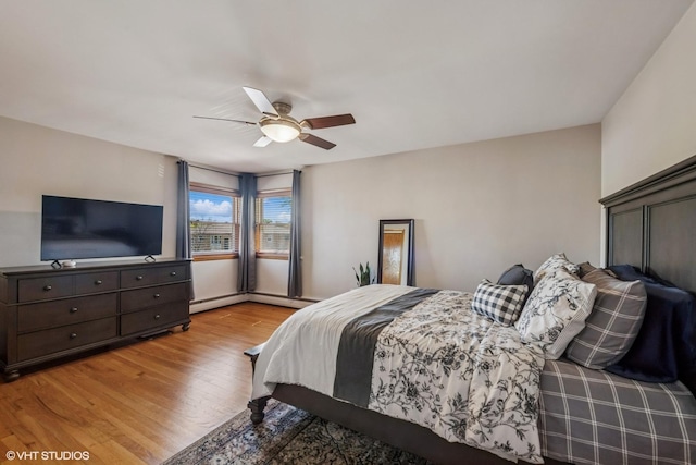 6810 N Ozark Ave Unit 9, Chicago, IL 60631 - bedroom featuring wood finished floors, ceiling fan, and baseboard heating