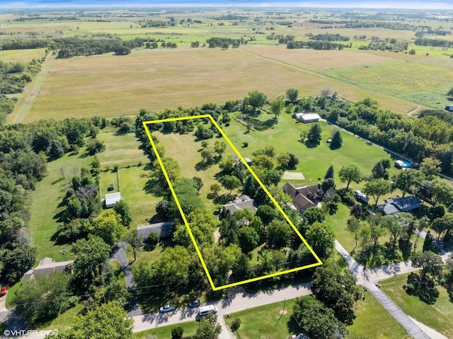 14705 Pleasant Valley Rd, Woodstock, IL 60098 - aerial view of sparsely populated area featuring property parcel outlined and a pastoral area