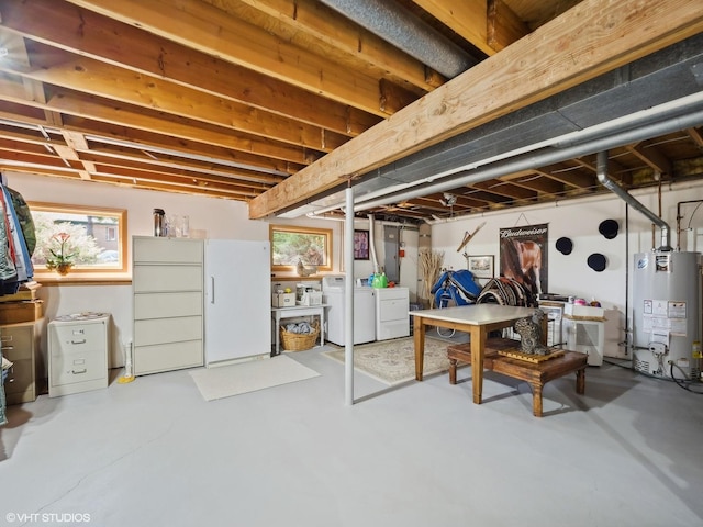 14705 Pleasant Valley Rd, Woodstock, IL 60098 - below grade area with gas water heater and independent washer and dryer