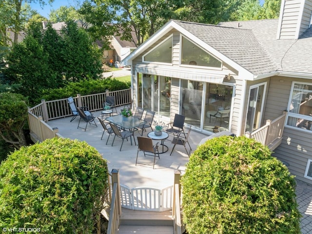 14705 Pleasant Valley Rd, Woodstock, IL 60098 - wooden deck featuring outdoor dining area