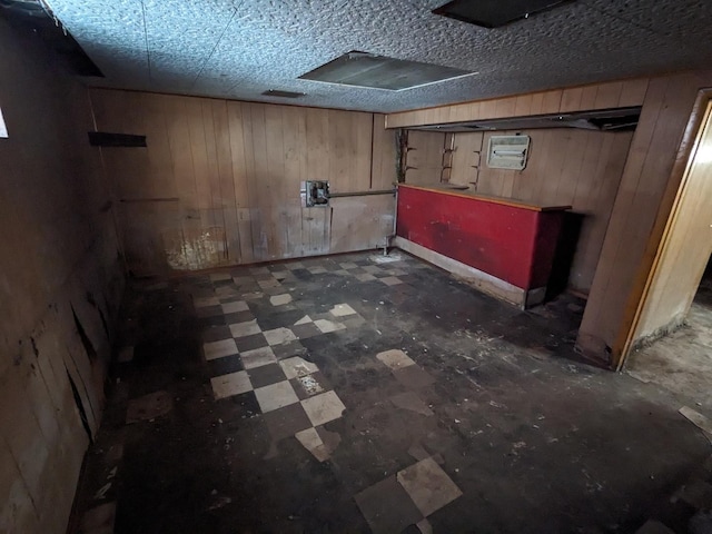 7317 S Mozart St, Chicago, IL 60629 - finished below grade area with wooden walls and tile patterned floors