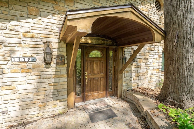 1479 Old Mill Rd, Franklin Grove, IL 61031 - doorway to property with stone siding