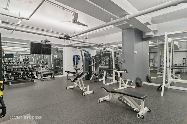 250 E Pearson St Unit 2006, Chicago, IL 60611 - workout area featuring ceiling fan