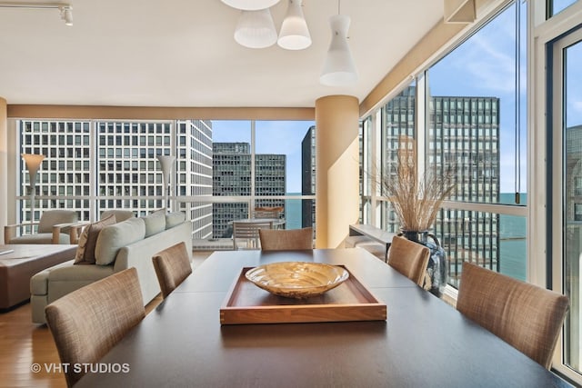 250 E Pearson St Unit 2006, Chicago, IL 60611 - dining area with healthy amount of natural light, a view of city, and wood finished floors