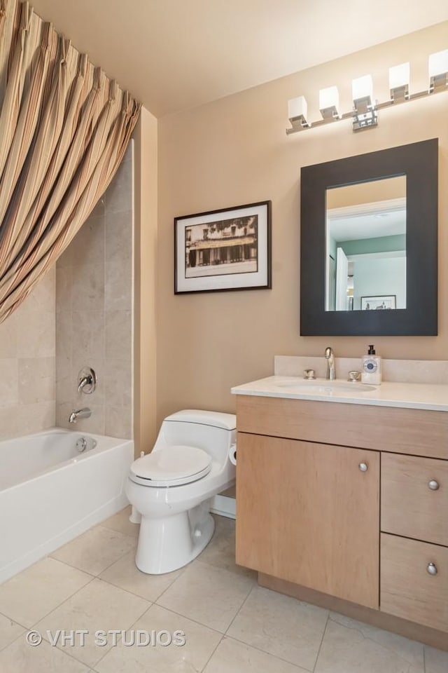 250 E Pearson St Unit 2006, Chicago, IL 60611 - bathroom with toilet, tile patterned floors, vanity, and washtub / shower combination