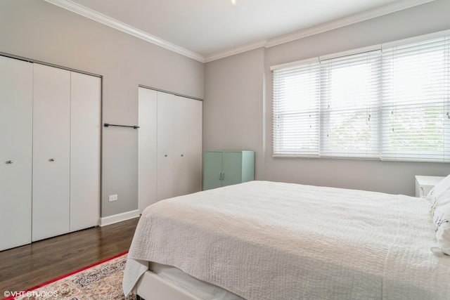 1835 W Oakdale Ave Unit E, Chicago, IL 60657 - bedroom with multiple closets, wood finished floors, crown molding, and baseboards