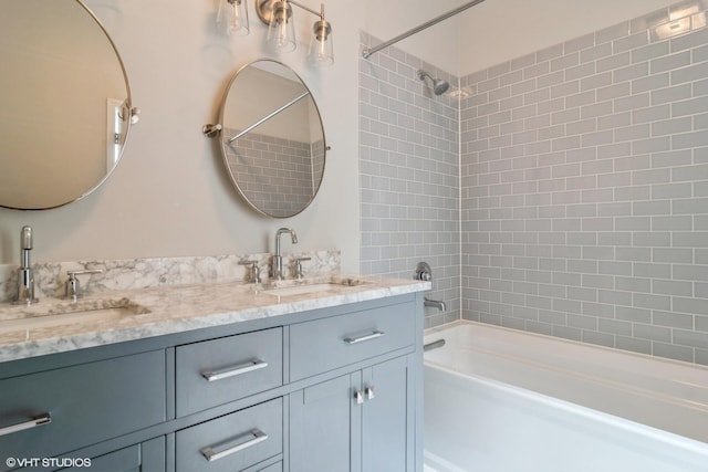 1835 W Oakdale Ave Unit E, Chicago, IL 60657 - bathroom featuring bathtub / shower combination and double vanity