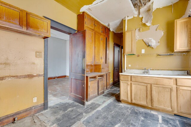 7813 S May St, Chicago, IL 60620 - kitchen with a sink, light countertops, and baseboards