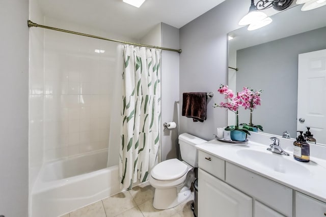 1571 W Rue James Pl, Palatine, IL 60067 - bathroom featuring tile patterned floors, toilet, shower / bath combination with curtain, and vanity