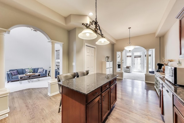 1571 W Rue James Pl, Palatine, IL 60067 - kitchen with decorative columns, open floor plan, and arched walkways