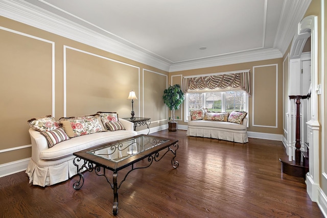 22388 Crimson Ln, Frankfort, IL 60423 - living room with crown molding, wood finished floors, and baseboards