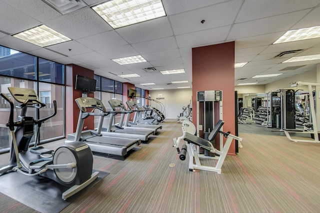 330 N Jefferson St Unit 903, Chicago, IL 60661 - exercise room featuring carpet floors and a drop ceiling
