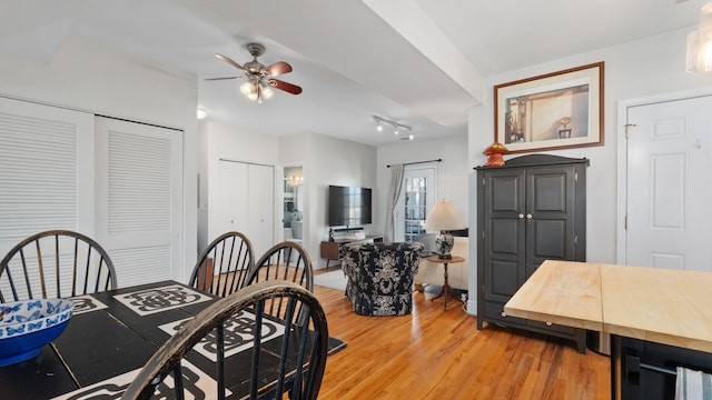 2544 W George St Unit 2, Chicago, IL 60618 - dining space featuring a ceiling fan and light wood-style flooring