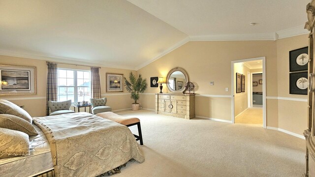 20161 Preston Ln, Lynwood, IL 60411 - carpeted bedroom featuring ornamental molding, baseboards, and lofted ceiling