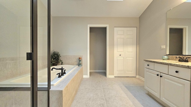 20161 Preston Ln, Lynwood, IL 60411 - full bath with vanity, tile patterned flooring, a bath, and baseboards