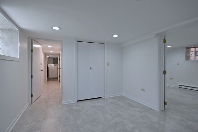 5104 N Austin Ave, Chicago, IL 60630 - unfurnished bedroom with recessed lighting, washer / clothes dryer, baseboards, and a closet