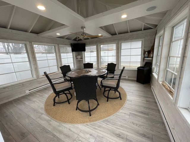 3254 W 115th St, Chicago, IL 60655 - sunroom with wood finished floors, recessed lighting, a baseboard heating unit, and vaulted ceiling
