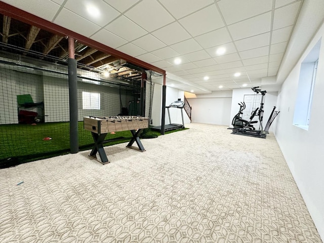 1327 Greenwood Ave, Deerfield, IL 60015 - below grade area with carpet floors and recessed lighting