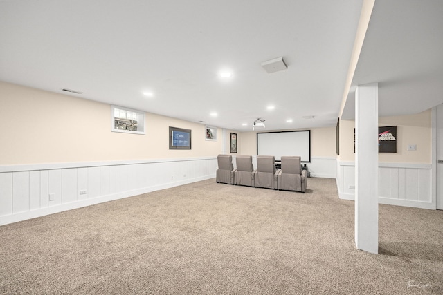 806 71st St, Darien, IL 60561 - carpeted cinema room featuring a wainscoted wall and recessed lighting