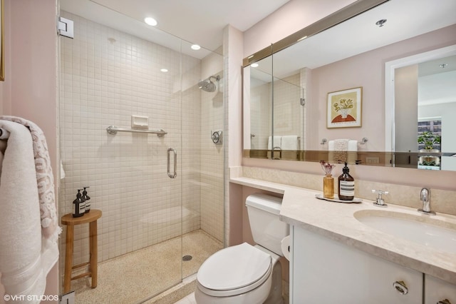100 E Huron St Unit 1806, Chicago, IL 60611 - full bath with toilet, vanity, a shower stall, and recessed lighting