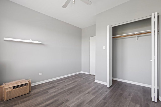 1637 S 48th Ct Unit 9, Cicero, IL 60804 - unfurnished bedroom with wood finished floors, a closet, baseboards, and ceiling fan