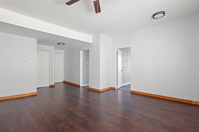 1637 S 48th Ct Unit 9, Cicero, IL 60804 - unfurnished room with wood finished floors, baseboards, and a ceiling fan
