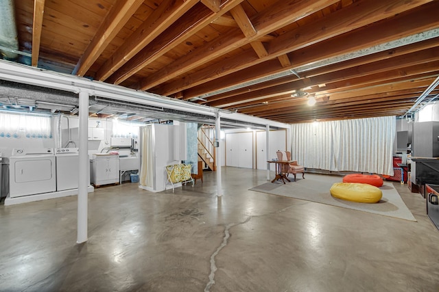 5112 N Oneida Ave, Norridge, IL 60706 - basement featuring washer and dryer and stairway