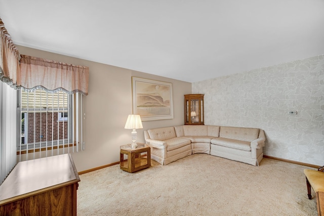 5112 N Oneida Ave, Norridge, IL 60706 - carpeted living room featuring wallpapered walls and baseboards