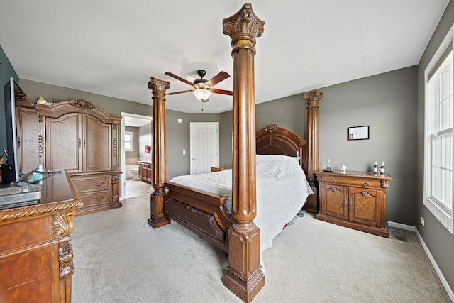 2274 Scotsglen Dr, New Lenox, IL 60451 - bedroom with multiple windows, light carpet, baseboards, and ornate columns