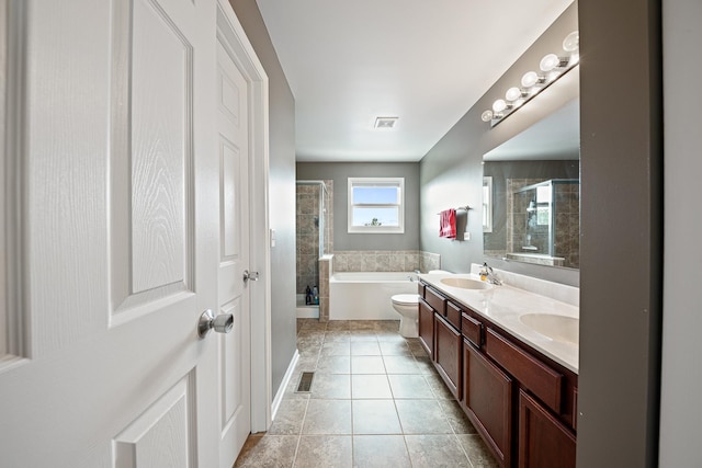 2274 Scotsglen Dr, New Lenox, IL 60451 - full bath with a stall shower, a bath, double vanity, and tile patterned floors