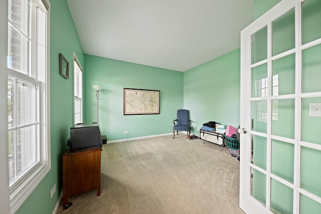 2274 Scotsglen Dr, New Lenox, IL 60451 - living area featuring carpet, baseboards, and french doors