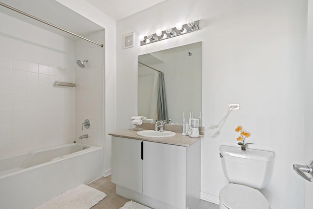 611 S Wells St Unit 2801, Chicago, IL 60607 - bathroom with toilet, shower / bathtub combination, tile patterned floors, and vanity