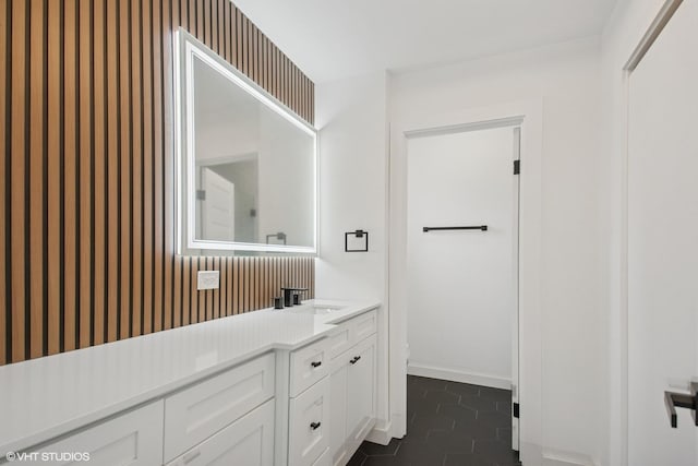 2006 Aldrich Pl, Downers Grove, IL 60516 - bathroom with tile patterned floors, vanity, wallpapered walls, and baseboards