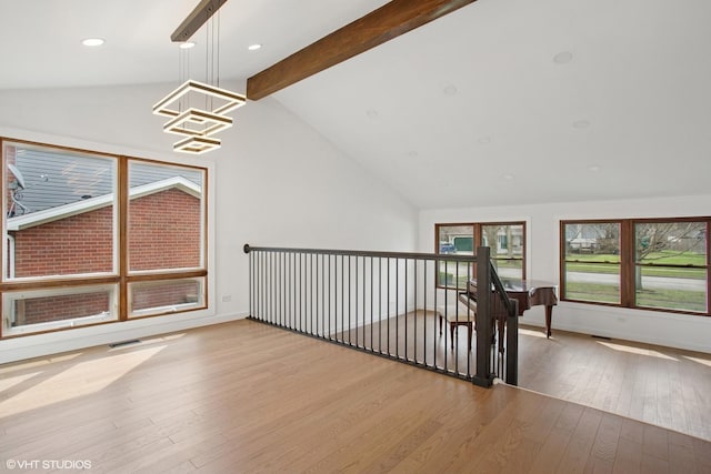 2006 Aldrich Pl, Downers Grove, IL 60516 - additional living space with hardwood / wood-style flooring, a chandelier, baseboards, and recessed lighting