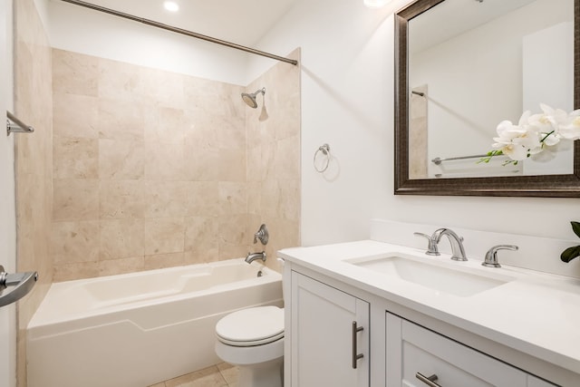 210 S Desplaines St Unit 402, Chicago, IL 60661 - full bathroom with washtub / shower combination, toilet, vanity, and tile patterned flooring