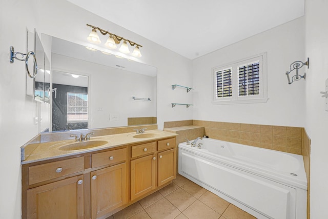 62 E Emma Ct, Palatine, IL 60067 - full bathroom with tile patterned flooring, a garden tub, and double vanity