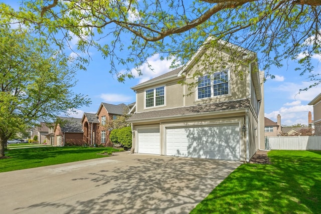 9231 N Natchez Ave, Morton Grove, IL 60053 - traditional home featuring an attached garage, stucco siding, and concrete driveway